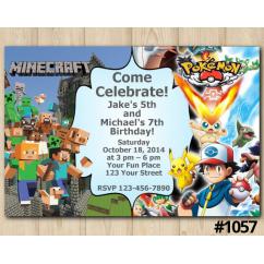 Twin Minecraft and Pokémon Invitation